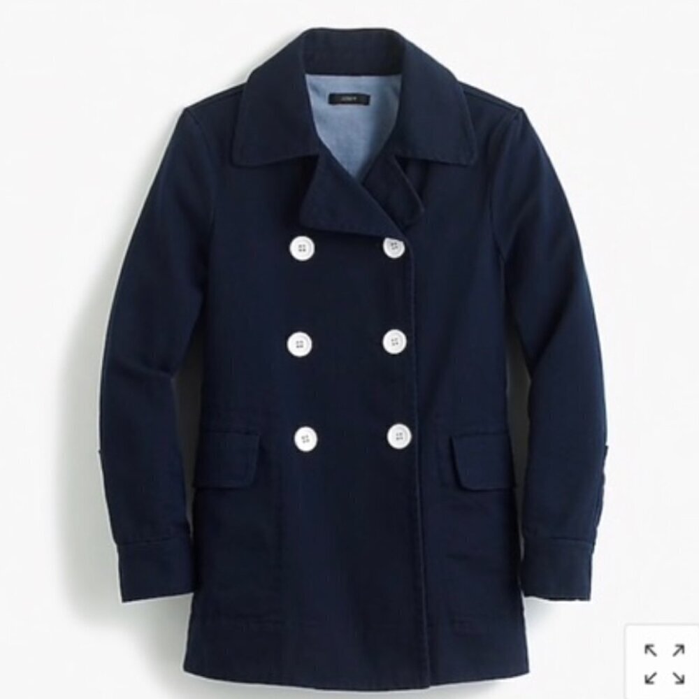 NWT J.Crew Peacoat in Heavyweight Cotton Twill Navy sz 6 100% cotton